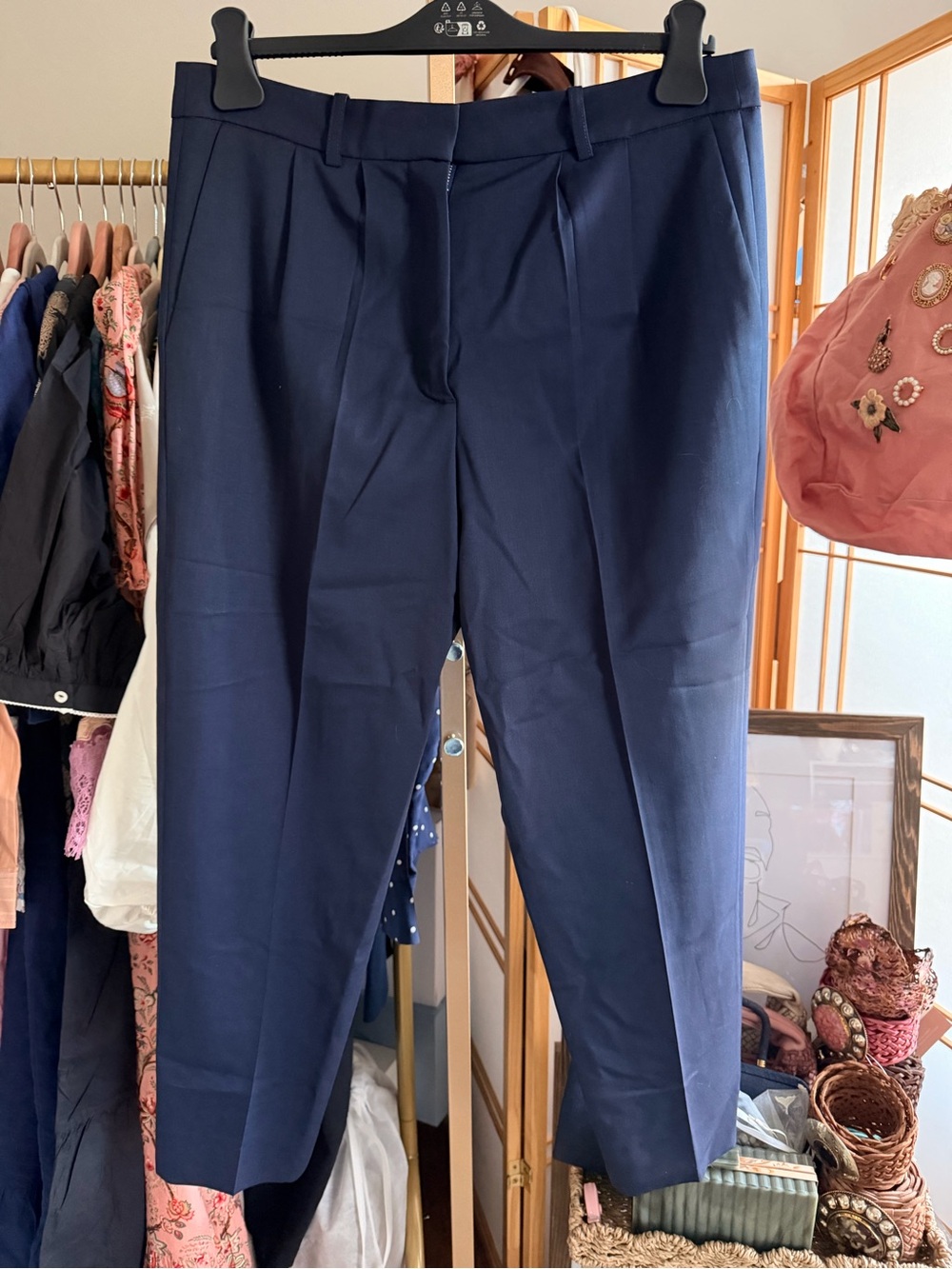 AYR Navy Virgin Wool Blend Ankle Dress Pants Women Size 10